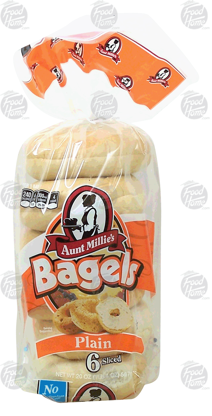 Aunt Millie's  plain bagels, 6 sliced Full-Size Picture